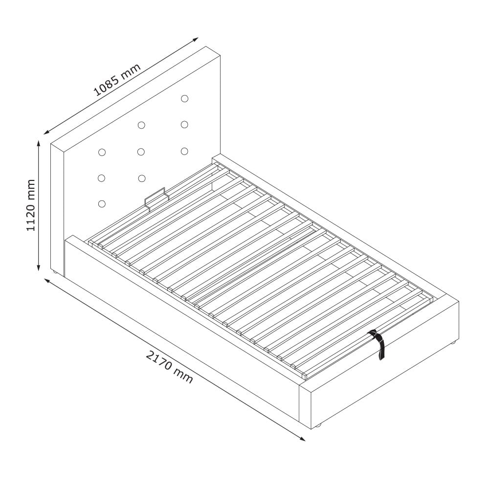 Gultas rāmis ALNOR ar veļas kasti 109 x 217 x 112 cm (guļamplatība: 90 ...