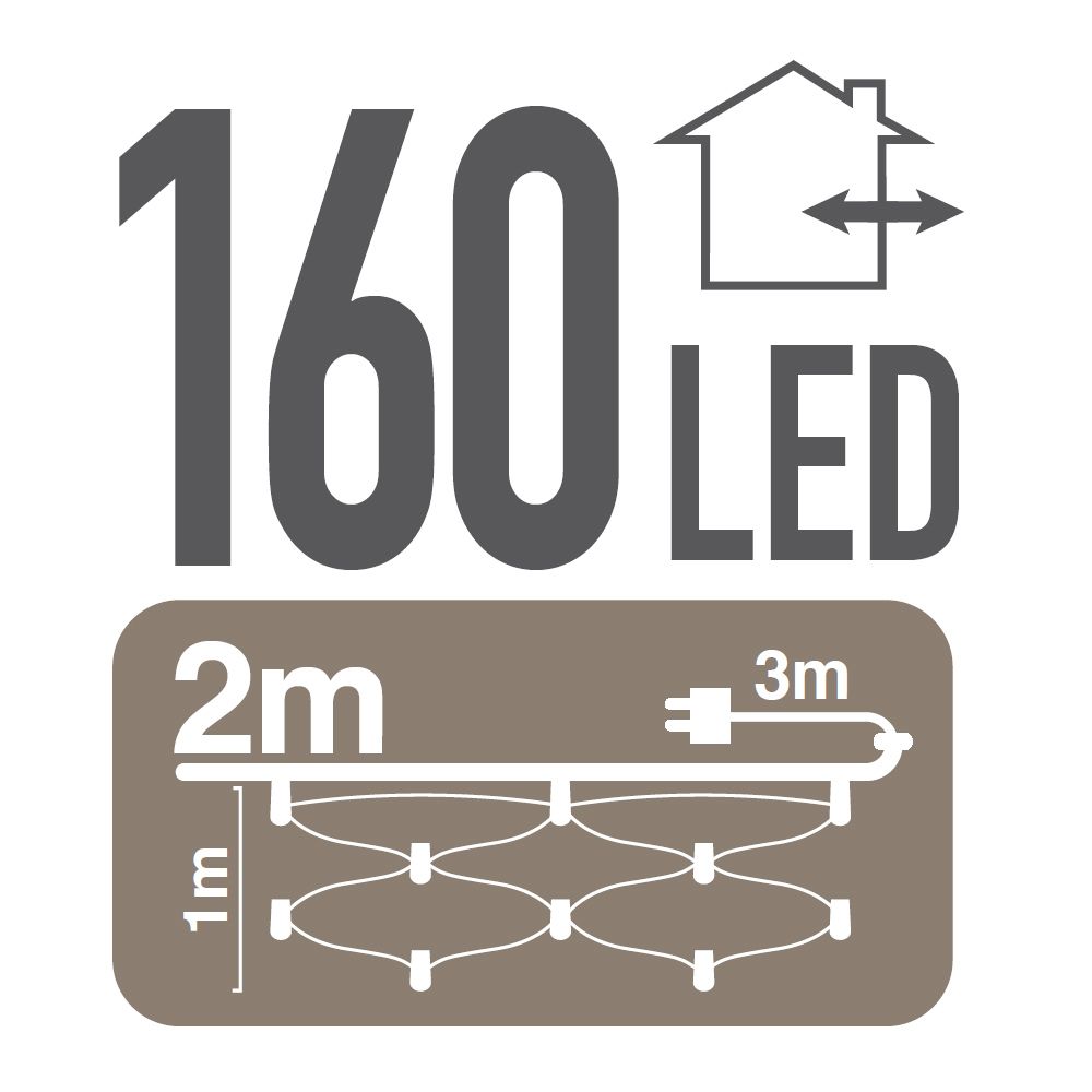 160 LED lampiņu virtene - tīkls SAGI