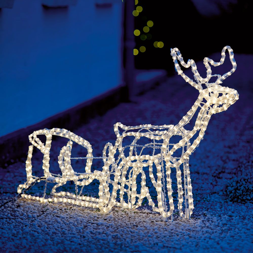 288 LED dekorācija - ziemeļbriedis ar kamanām PAVO